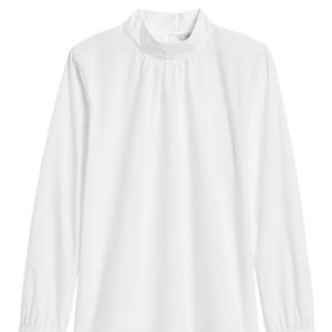 White JAPAN EXCLUSIVE Poplin Mock-Neck Blouse NWT